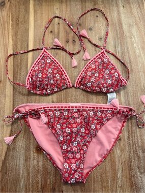 Boden Women’s Pink Floral Tie-Strap Bikini Top